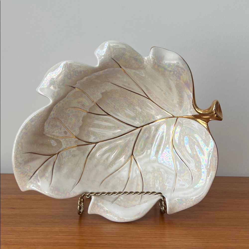 Iridescent Leaf-Shaped Dish